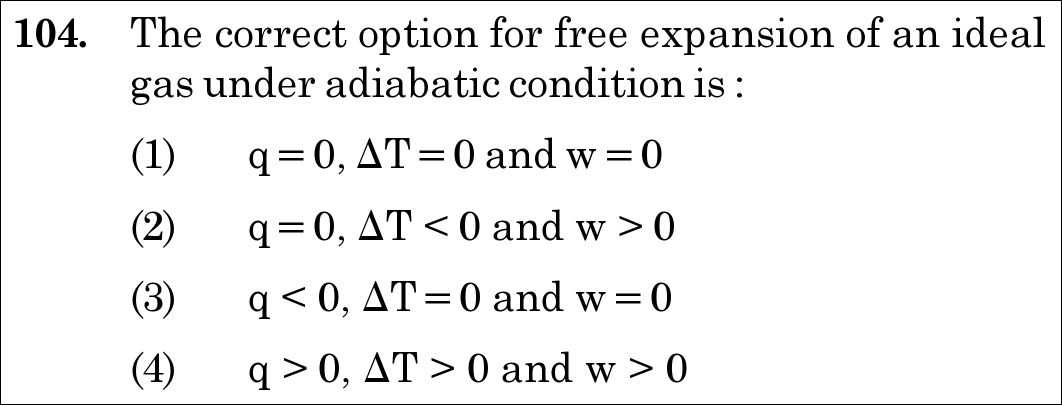 NEET 2020 chemistry Question 104
