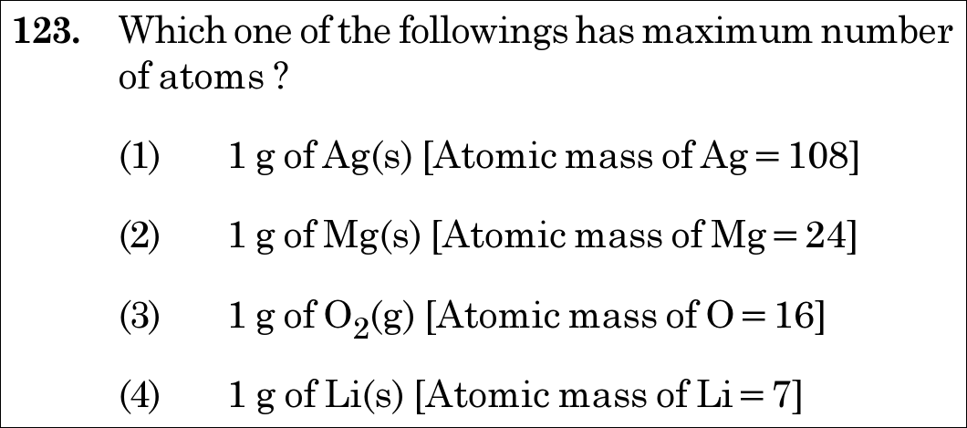 NEET 2020 chemistry Question 123