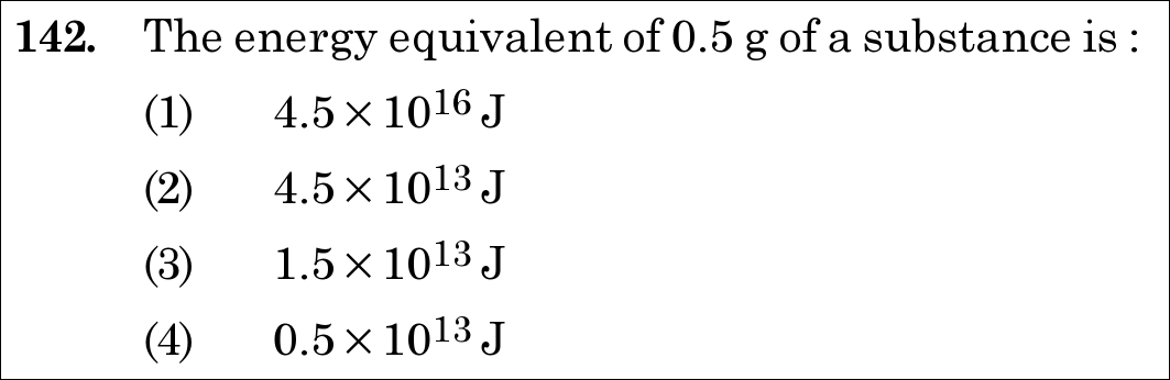 NEET 2020 physics Question 142