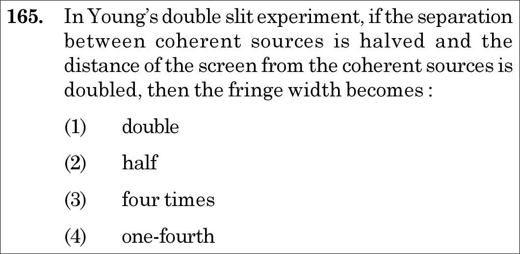 NEET 2020 physics Question 165