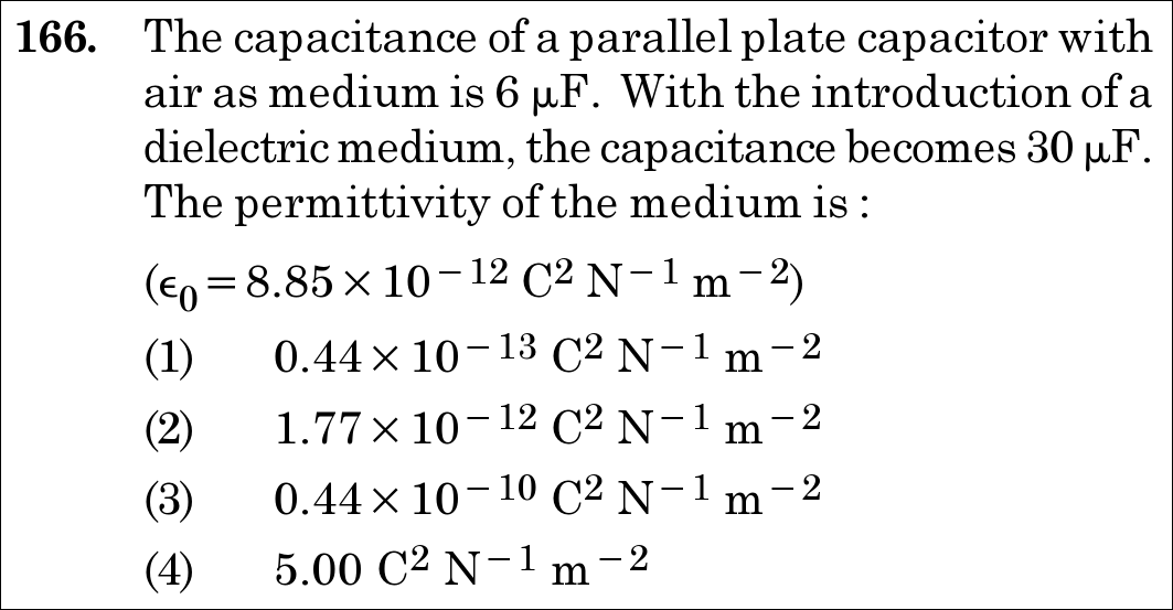 NEET 2020 physics Question 166