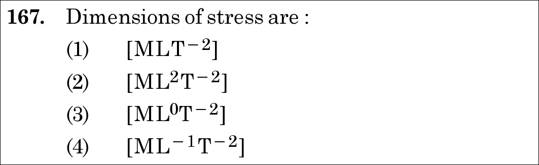 NEET 2020 physics Question 167