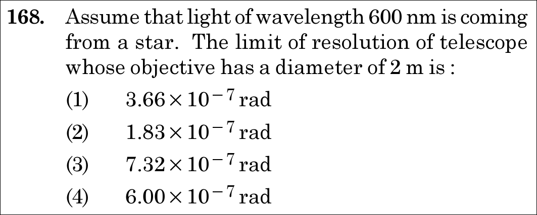 NEET 2020 physics Question 168