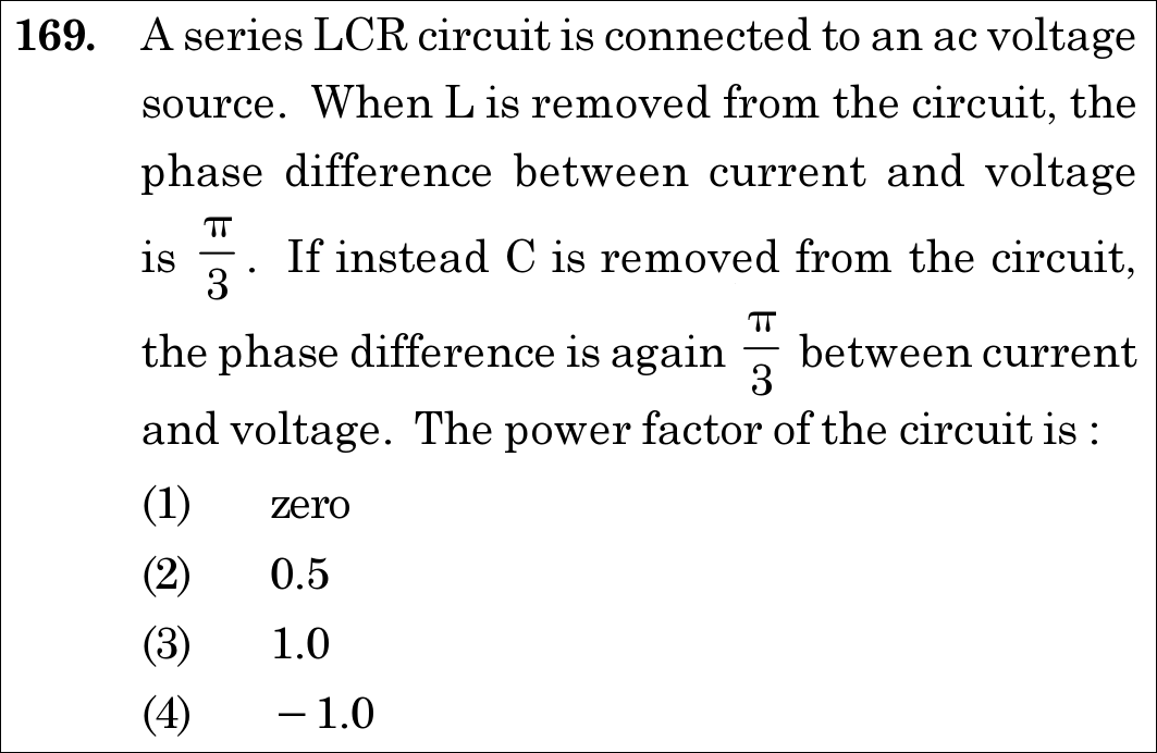 NEET 2020 physics Question 169