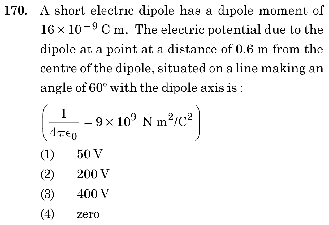 NEET 2020 physics Question 170