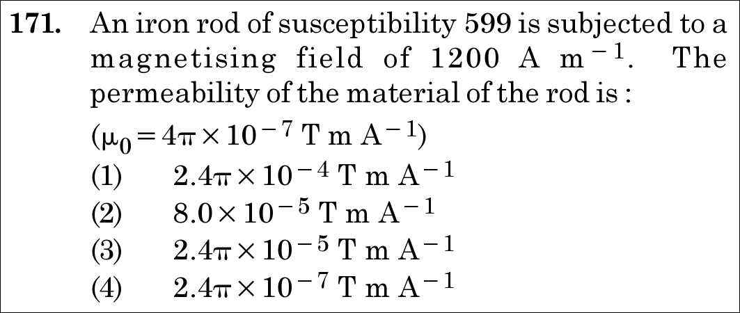 NEET 2020 physics Question 171