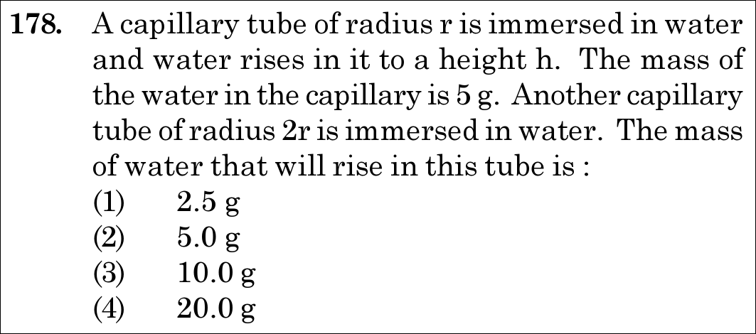 NEET 2020 physics Question 178