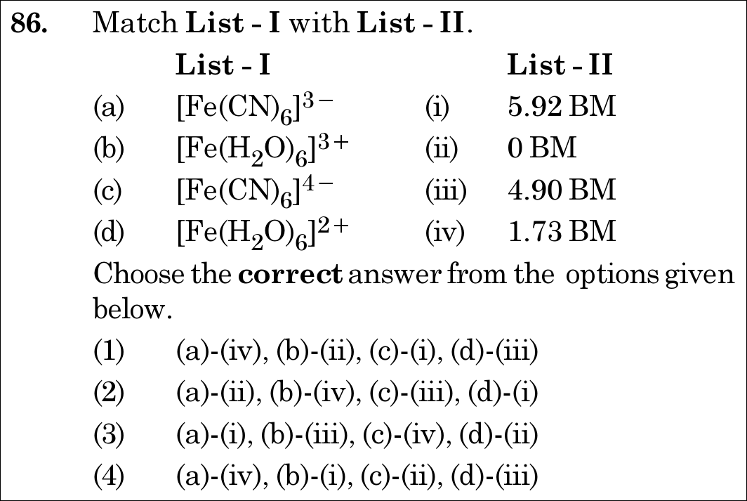 NEET 2021 chemistry Question 86