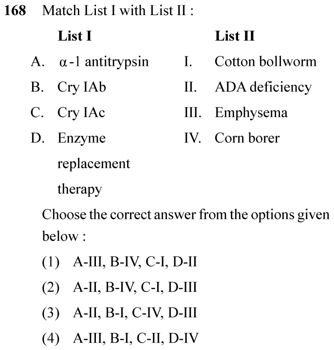 NEET 2024 zoology Question 168