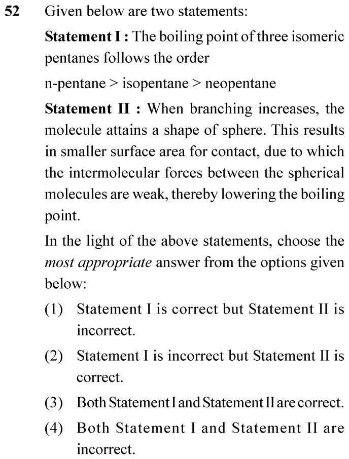 NEET 2024 chemistry Question 52