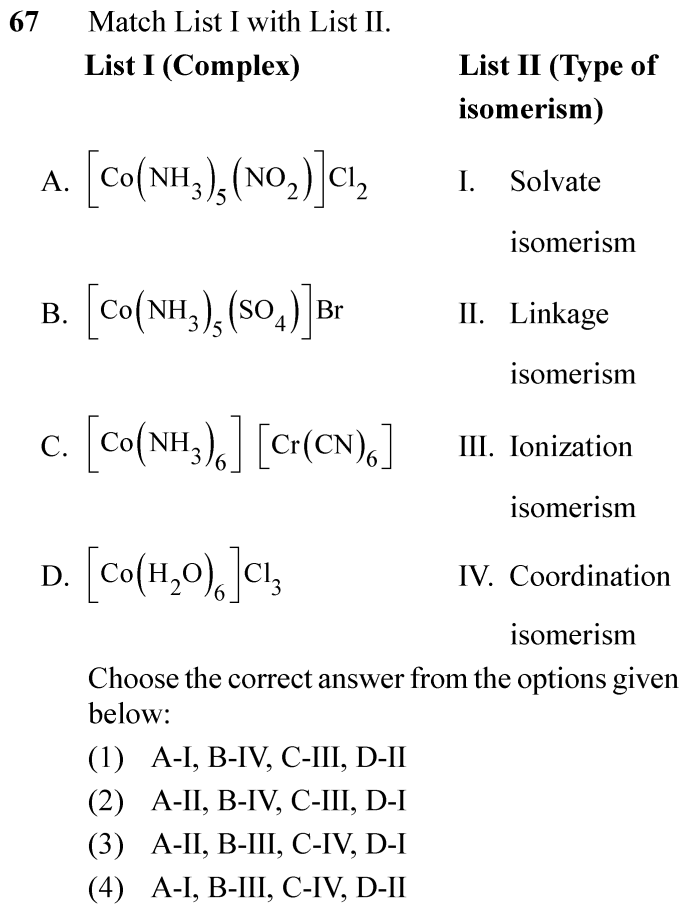 NEET 2024 chemistry Question 67