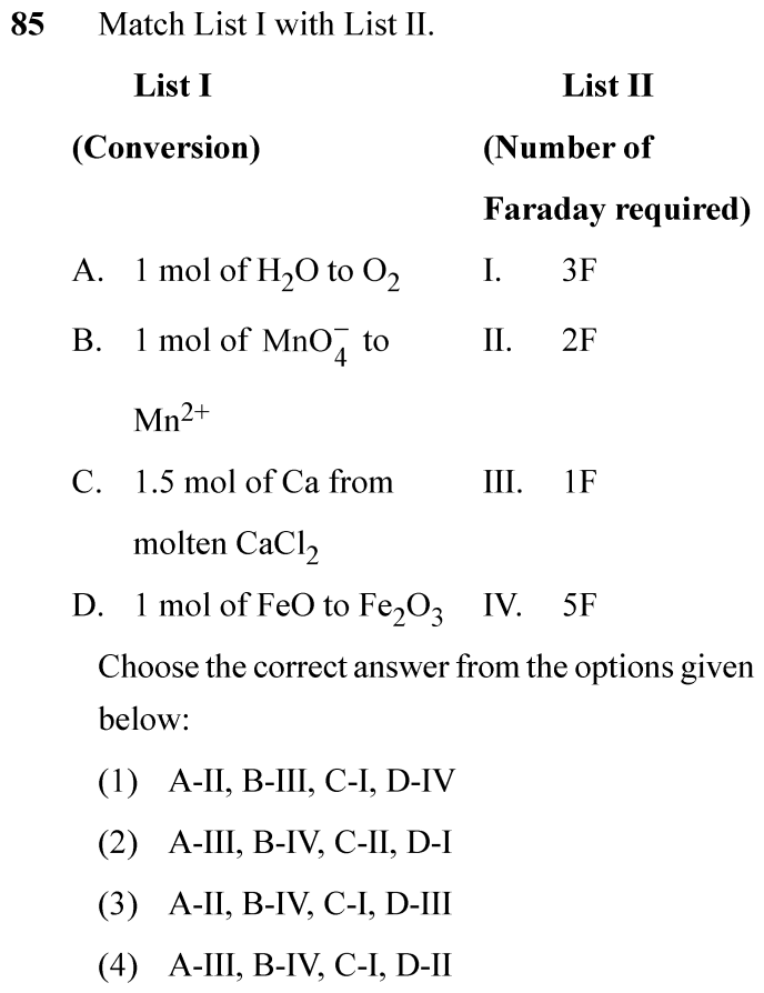 NEET 2024 chemistry Question 85
